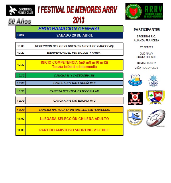 Programa General Festival ARRV Sporting 2013